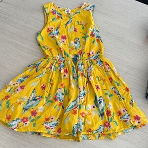 Boden Yellow Bird and Floral Kids Dress